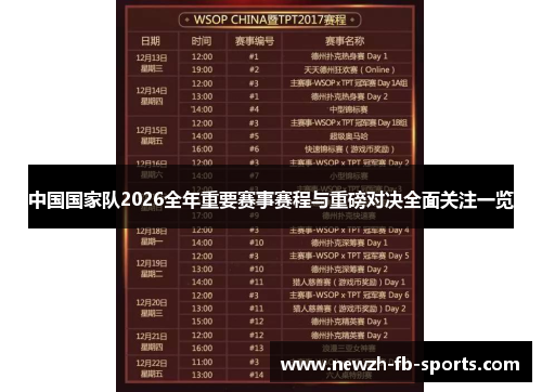 中国国家队2026全年重要赛事赛程与重磅对决全面关注一览