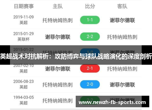英超战术对抗解析：攻防博弈与球队战略演化的深度剖析